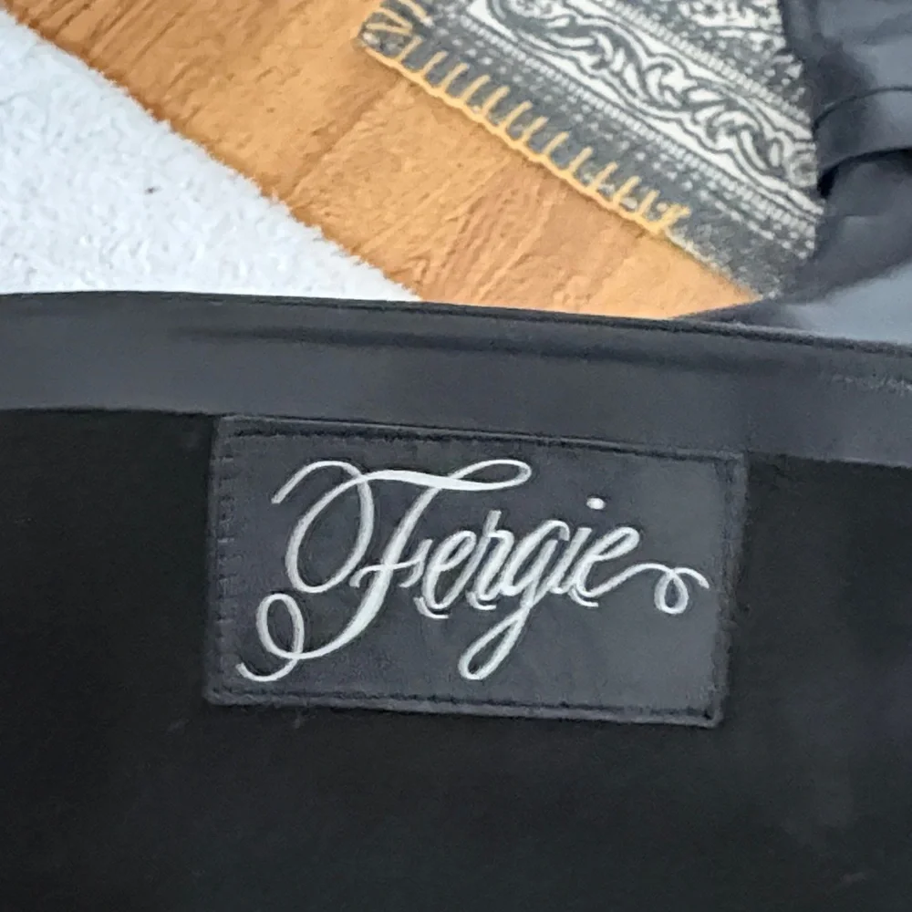 Fergie Black Leather Over-the-Knee Buckle Boots